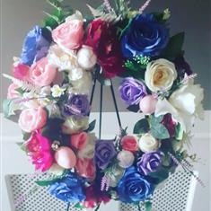 Summer Door Wreath pink and blue
